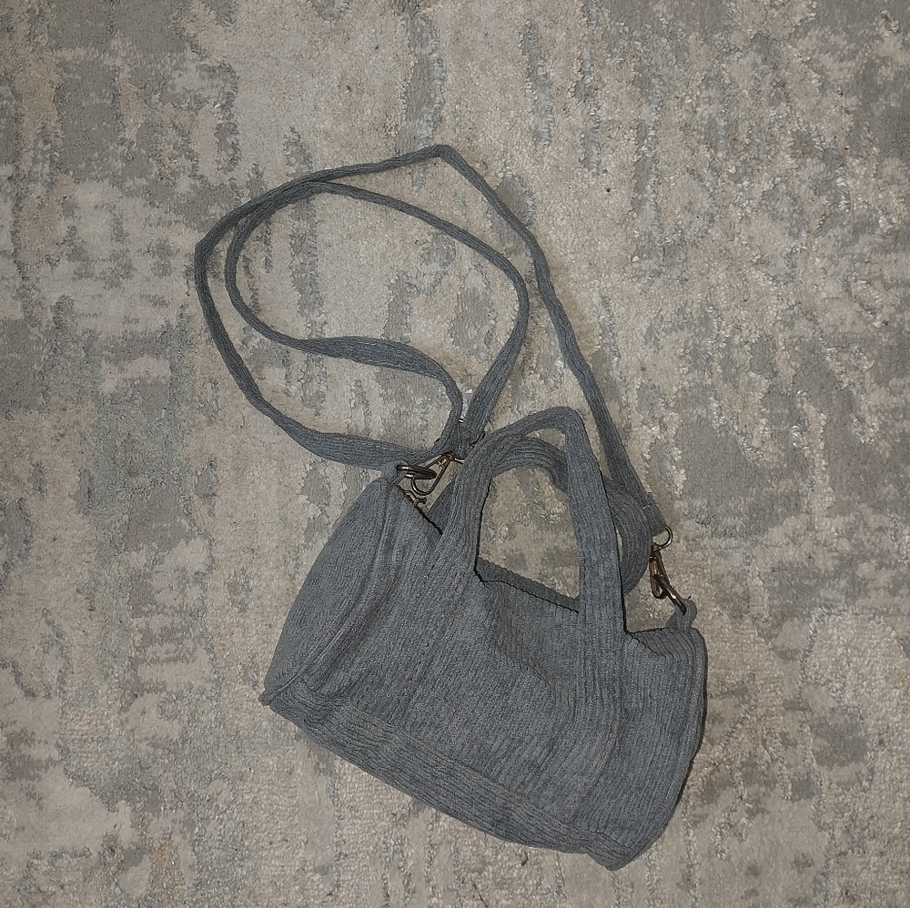Gray Corduroy Crossbody